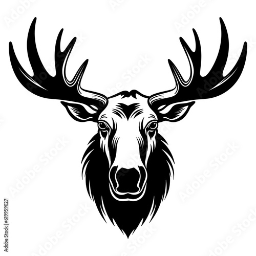Moose elk head black silhouette
