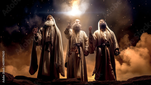 Fotografia Epiphany Bethlehem Three Wise Men on their Way to Bethlehem Mary and Joseph and