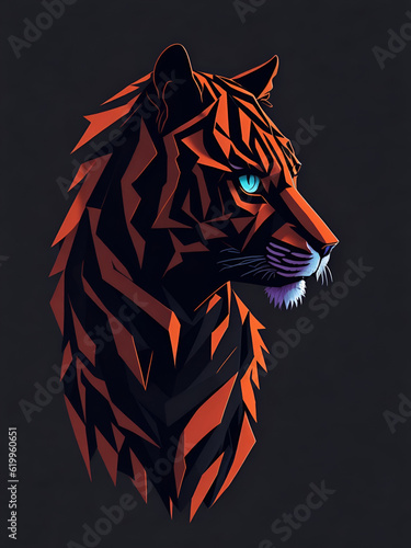 Tiger head illustration portrait. AI generated illustration
