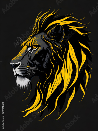 Lion head illustration portrait. AI generated illustration
