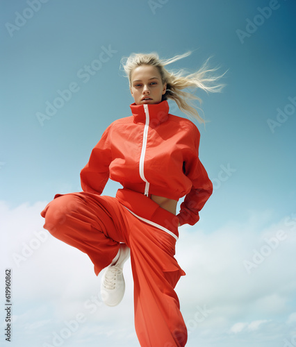 Beautiful fashionable woman in modern sport outfit