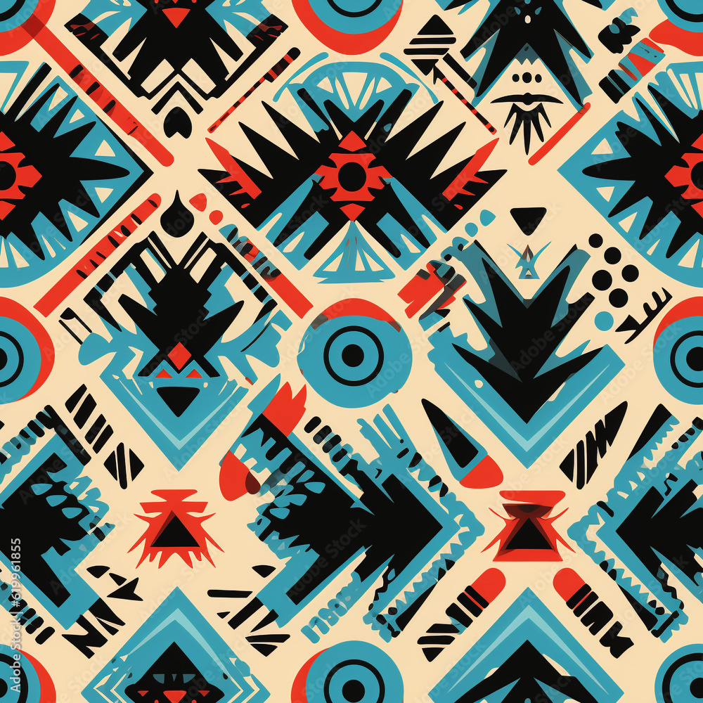 Fototapeta premium boho seamless pattern with symbols