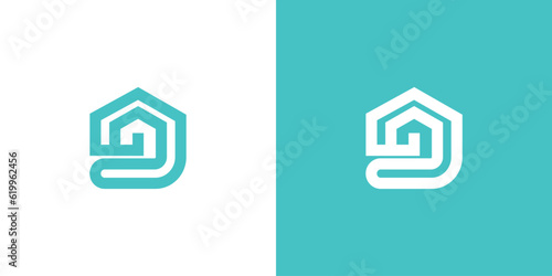 initial house logo, abstract