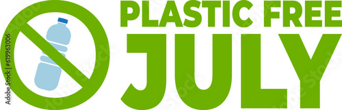 Plastic Free July design for web, blogs or social media posts.