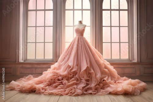 Pink Gown on display created with Generative AI technology