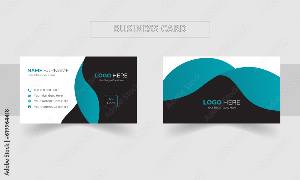 Modern Double-sided creative business card and  name card,horizontal simple clean template vector design, layout in rectangle size