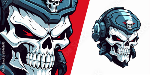 Bold Military Skull Logo Mascot: Powerful Illustration for Sport and E-Sport Teams