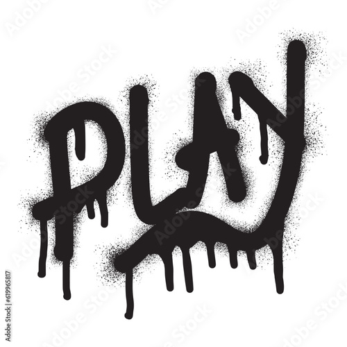 Graffiti play text with black spray paint