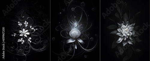 Panel kuchenny z motywem Abstrakcyjne kwiaty fraktale. Generative aI