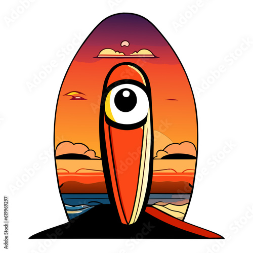 cyclope surfboard cartoon