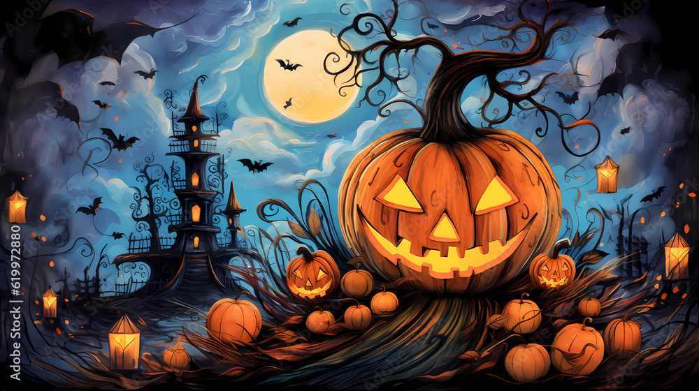 Halloween pumpkin background. Generative AI