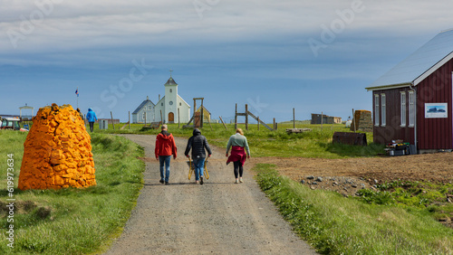 Iceland-Breiðafjörður-Flatey-Orange day markers photo