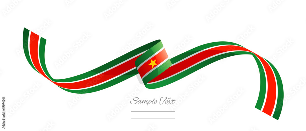 Surinamese flag ribbon vector illustration. Suriname flag ribbon on abstract isolated on white color background