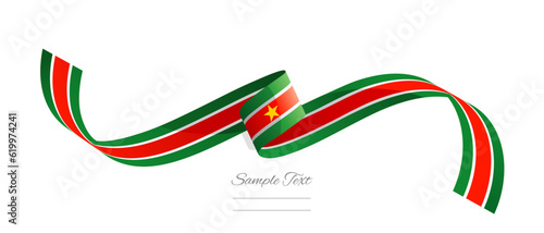 Surinamese flag ribbon vector illustration. Suriname flag ribbon on abstract isolated on white color background photo