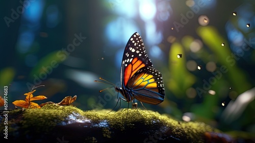Butterfly on flower. AI generated art illustration. © Дима Пучков