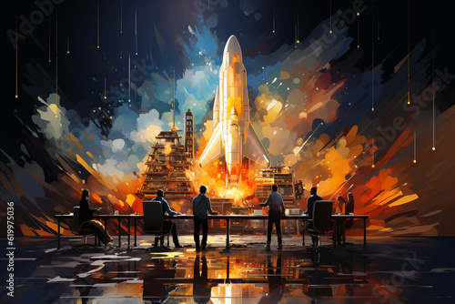 space rocket launch illustration