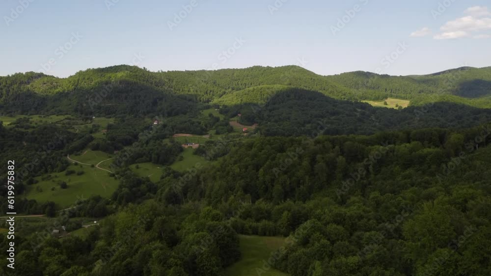 Aerial drone shot over the hills of Luna Ses Romania Aerial drone shot over the hills of Luna Ses Romania