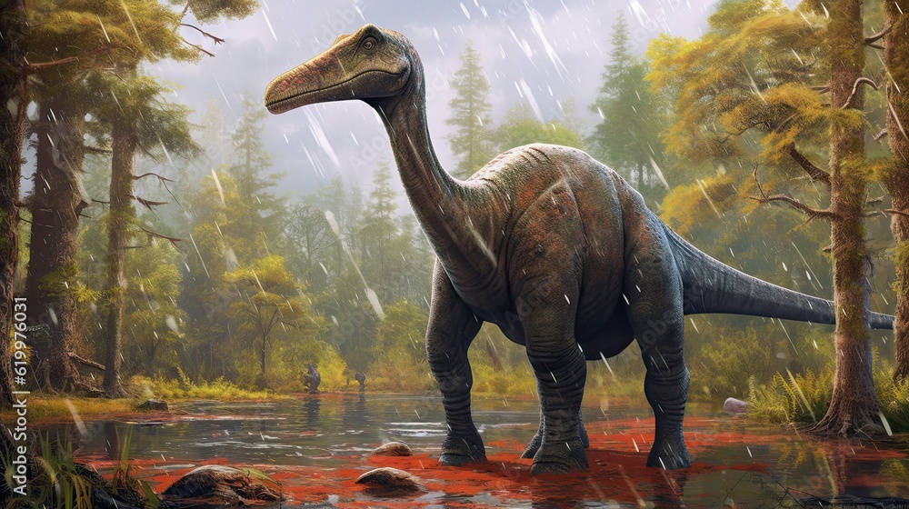 Fototapeta premium Tyrannosaurus dinosaur 3d render. AI generated art illustration.