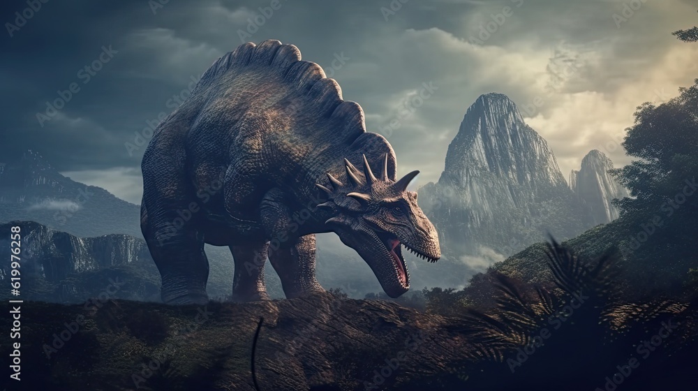 Tyrannosaurus dinosaur 3d render. AI generated art illustration.
Tyrannosaurus dinosaur 3d render. AI generated art illustration.