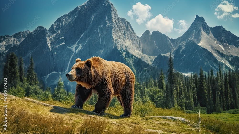 Bear in the lake. AI generated art illustration.
Bear in the lake. AI generated art illustration.
