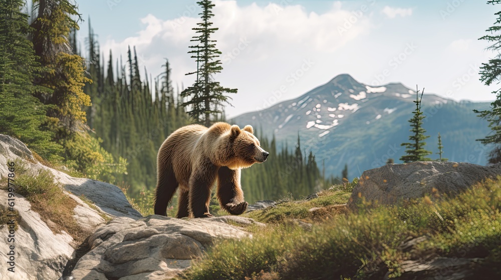 Bear in the lake. AI generated art illustration.
Bear in the lake. AI generated art illustration.