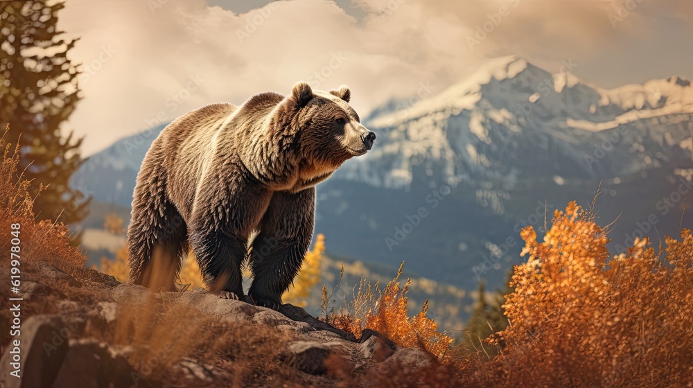 Bear in the lake. AI generated art illustration.
Bear in the lake. AI generated art illustration.