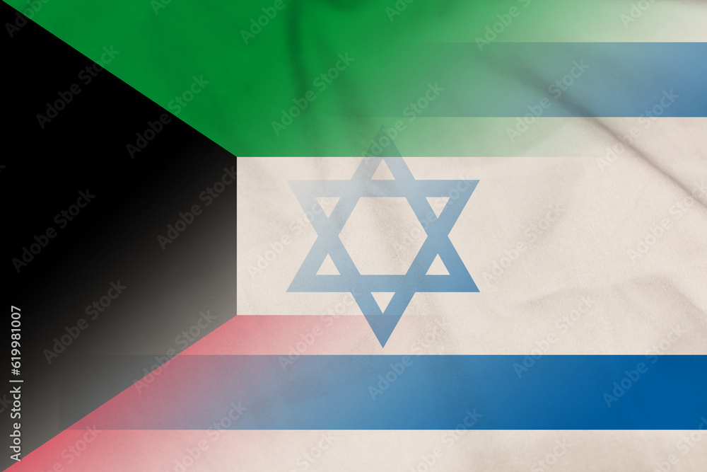 Kuwait and Israel political flag transborder contract ISR KWT Kuwait and Israel political flag transborder contract ISR KWT