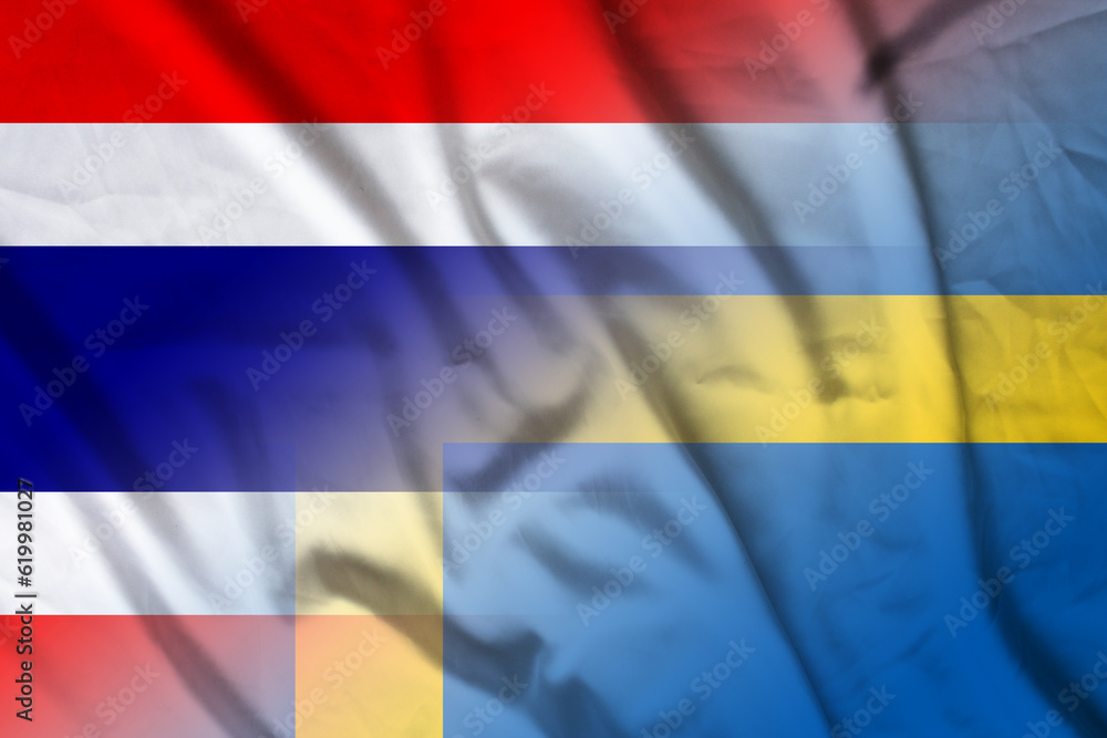 Fototapeta premium Thailand and Sweden state flag international negotiation SWE THA