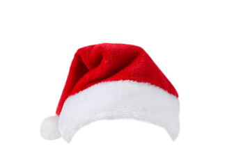 Red Santa Claus Christmas hat isolated cutout on transparent