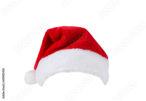 Red Santa Claus Christmas hat isolated cutout on transparent photo