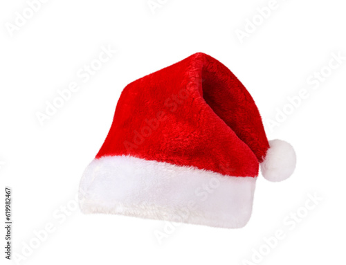 Red Santa Claus Christmas hat isolated cutout on transparent