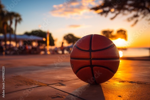 Basketball on the street basketball court. Streetball concept. AI generated, human enhanced © top images