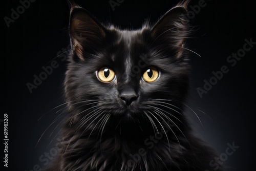 Black cat as a symbol of superstition among different peoples of the world. AI generated  human enhanced