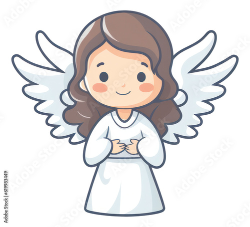 Cute angel cartoon character illustration isolated.