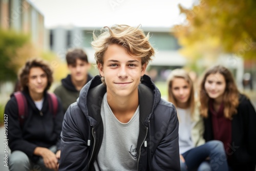 Boy or student at recess. Back To School concept. Background with selective focus