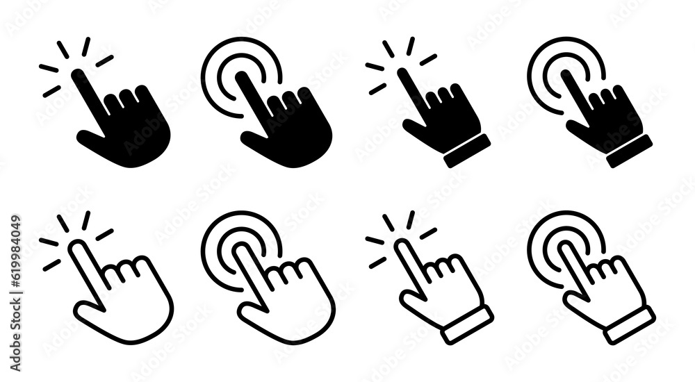 Hand click icon set illustration. pointer sign and symbol. hand cursor icon Hand click icon set illustration. pointer sign and symbol. hand cursor icon