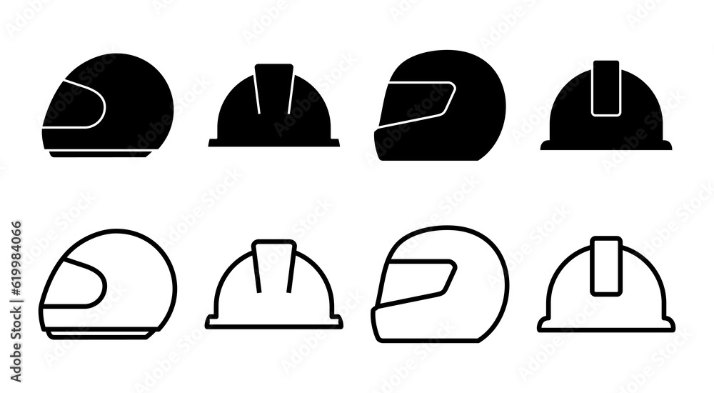 Helmet icon set illustration. Motorcycle helmet sign and symbol