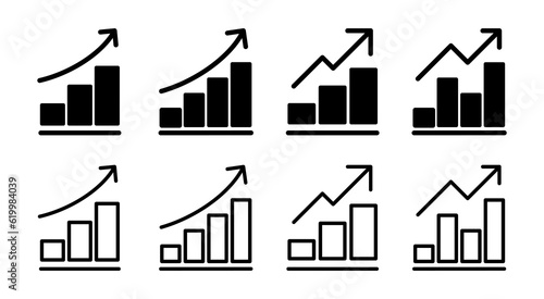 Growing graph Icon set illustration. Chart sign and symbol. diagram icon