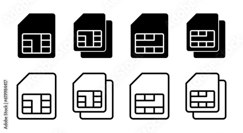 Sim card icon set illustration. dual sim card sign and symbol