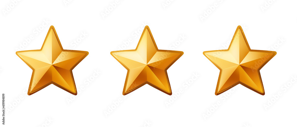 Obraz premium Three Gold Stars, Isolated Clipart Illustration, Generative AI