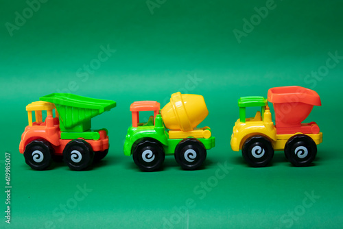 Single row toy construction cars