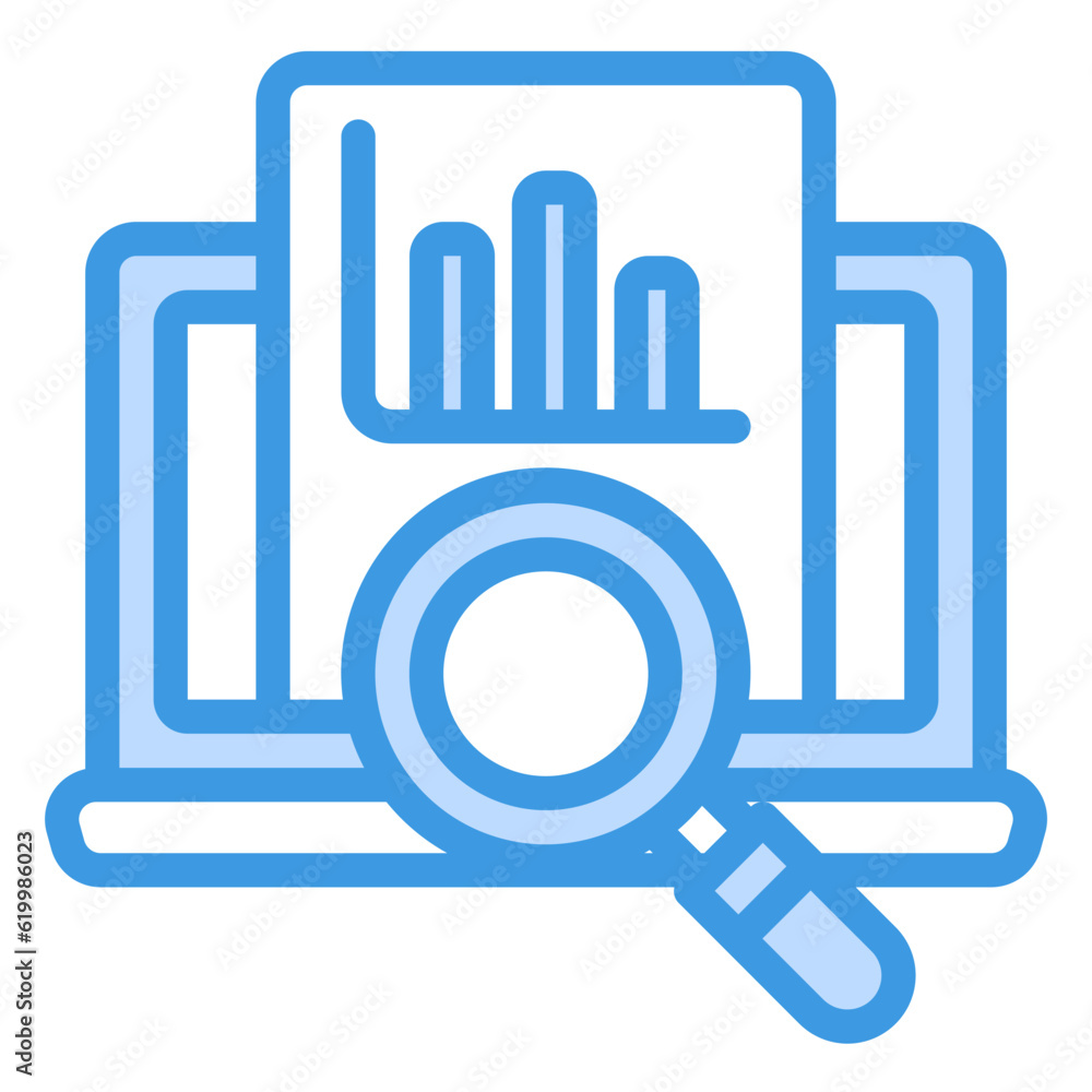 Search data icon in blue style, use for website mobile app presentation Search data icon in blue style, use for website mobile app presentation