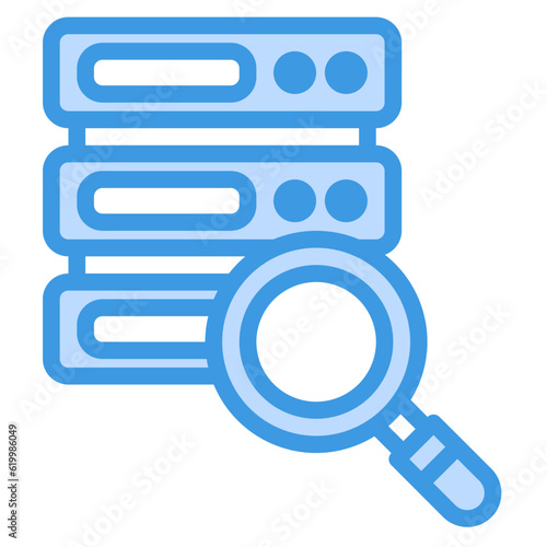 Search data icon in blue style, use for website mobile app presentation