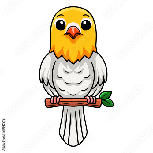 Cute opaline pale fallow lovebird cartoon on tree branch