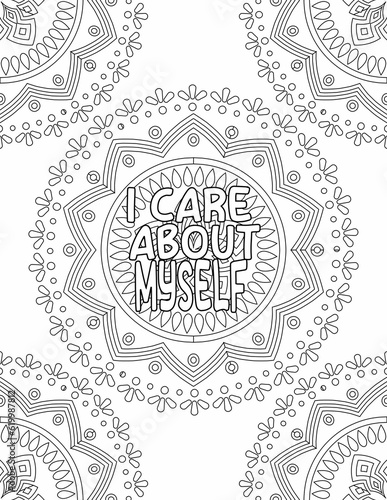 Motivational Coloring sheet , Mandala Coloring Pages for Mindfulness and Stress-free for Kids and Adults