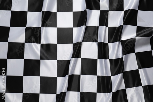 Checkered satin fabric as background, closeup view