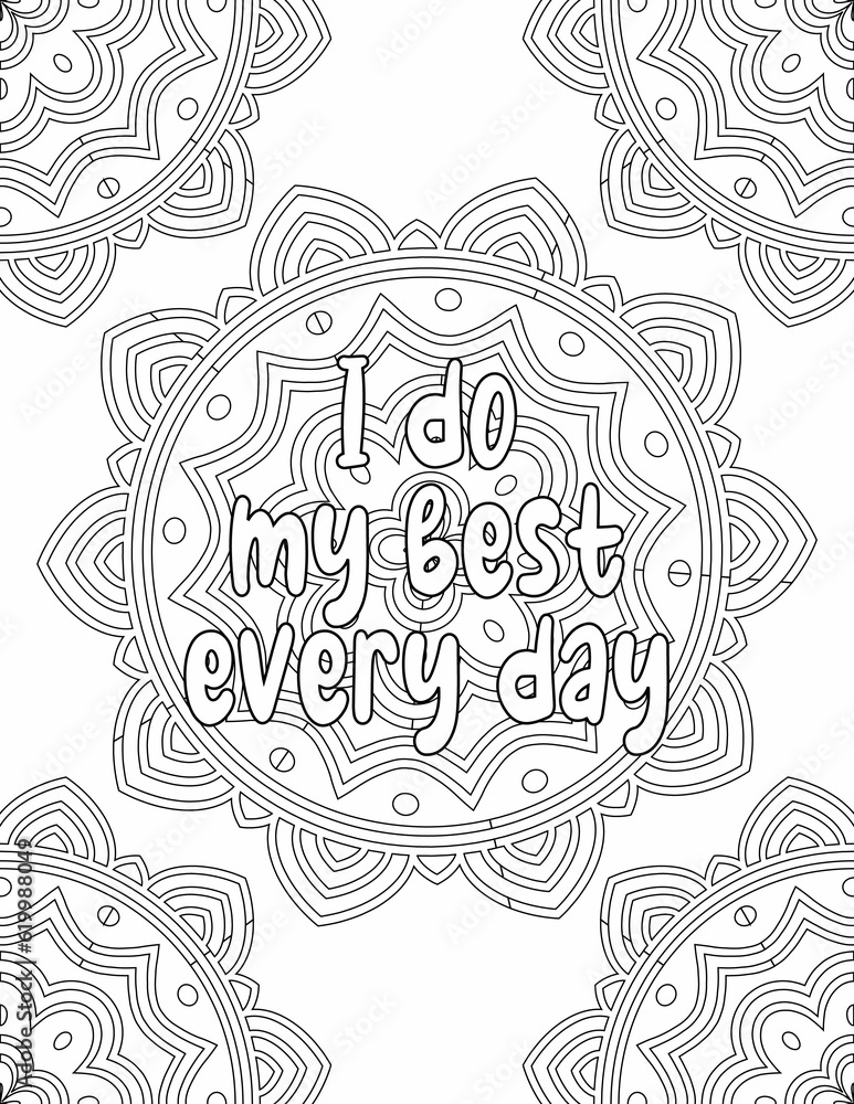 Motivational Coloring Pages, Mandala Coloring sheet for Self-love for