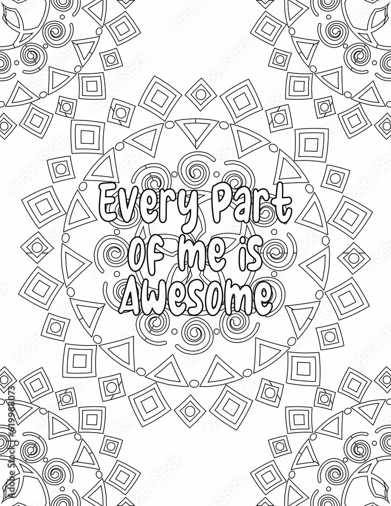 Affirmation Coloring sheet , Mandala Coloring Pages for Personal Growth for Kids and Adults