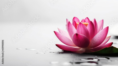 Close up pink lotus flower plant with green leaves  with text space can use for advertising  ads  branding