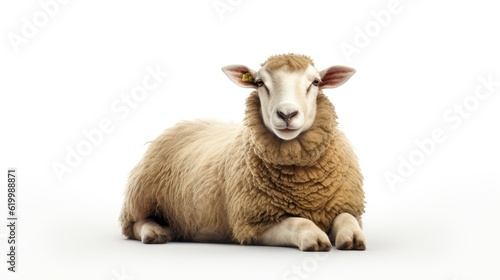 Portrait sheep isolated on white background  with text space can use for advertising  ads  branding